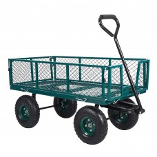 Karmas Product Utility Wagon Farm and Heavy Duty Cart with Removable Folding Sides, 550 Lb. Load Capacity,Green Coated, Perfect for Garden   
